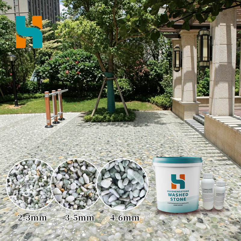 HUISHENGSTONE natural gray resin bound washed stone kit for outdoor patio and garden flooring