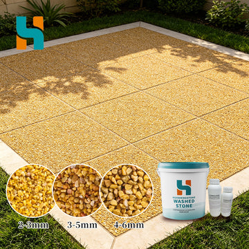 Yellow gold resin bound washed stone kit for patio garden path and outdoor decorative flooring
